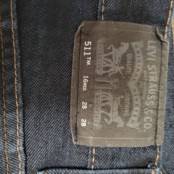 Levis 511 Slim Fit Jeans 28x28 Dark Wash Denim Mens Casual Wear - Picture 4 of 5